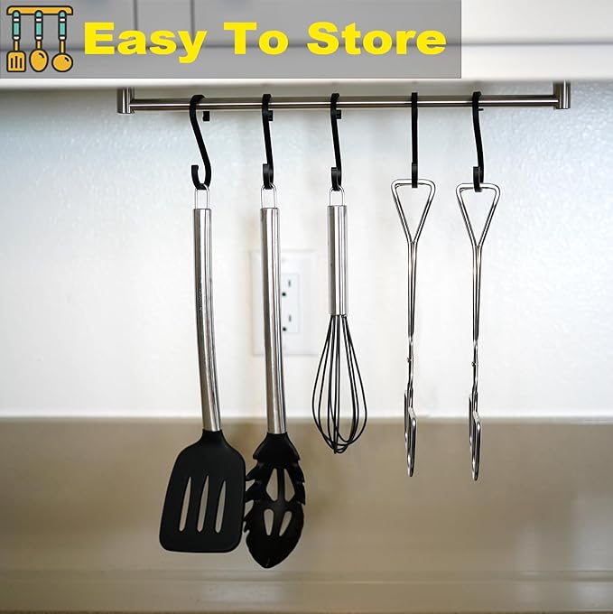 11" Heavy Duty Stainless Steel Kitchen Scissor Tongs with Comfortable Ergonomic Grip, Heat Resistant Tongs for Cooking & BBQ, Set of 2