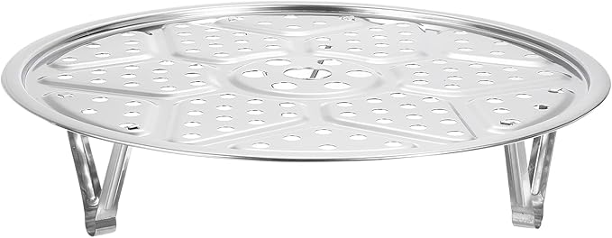 uxcell Stainless Steel Steamer Rack with Stand, 9.5 Inches Pot Steaming Tray for Steamer Cookware Instant Pressure Cooker, Silver Tone