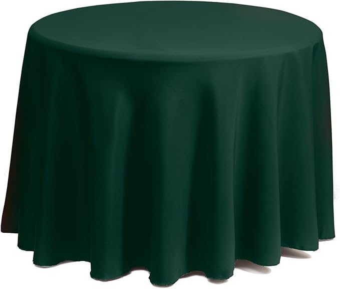 Gee Di Moda Round Tablecloth - 108 Inch Hunter Green Round Table Cloth for 48 to 72 Inch Round Tables - Heavy Duty Washable Fabric - for Buffet Table, Holiday Party, Dinner, Wedding & Baby Shower
