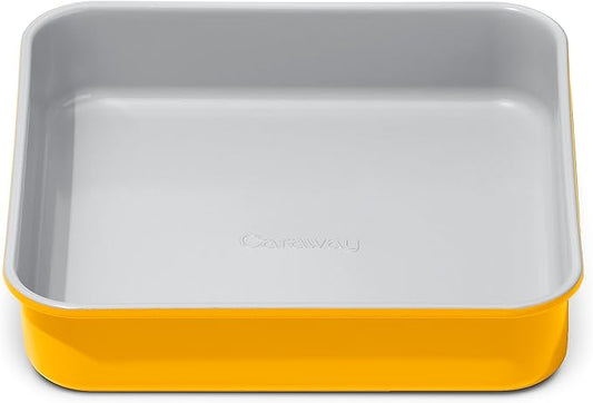 Caraway Non-Stick Ceramic 9” Square Pan - Naturally Slick Ceramic Coating - Non-Toxic, PTFE & PFOA Free - Perfect for Brownies, Lemon Bars, Cakes, & More - Marigold