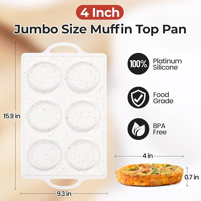 CAKETIME Muffin Top Pan Non Stick,4 Inch Metal Frame Round Egg Baking Pan for Oven English Muffins, Whoopie Pies, Corn Bread, Egg Bites, Breakfast Sandwiches Tarts 2 Confetti