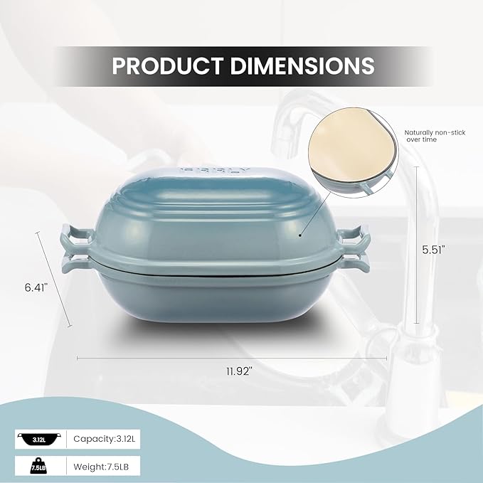 FRRLY Enameled Cast Iron Dutch Oven for Sourdough Bread Baking,9 x 5-4/5 Inch Oval Cast Iron Bread Pan with Lid,Dutch Oven for Homemade Sourdough Baking,2.8QT Meatloaf Pan,Oven Safe
