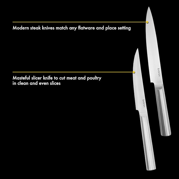 Babish High-Carbon 1.4116 German Steel 15 Piece Full Tang Forged Cutlery Kitchen Knife Block Set - Stainless Steel