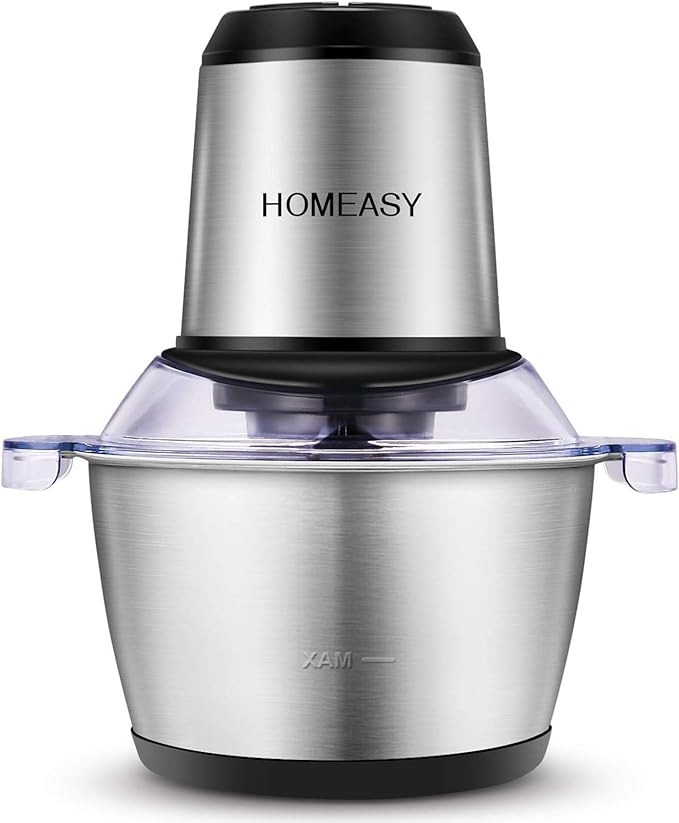 HOMEASY Meat Grinder Electric, Food Processor 2L Stainless Steel Meat Blender Food Chopper for Meat, Vegetables, Fruits and Nuts with 4 Sharp Blades, 350W, 8 Cups