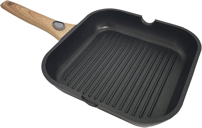 SC Cooker Nonstick Square Grill Pan for Stove Tops, Detachable Handle Griddle Pan,9.5inch Remove Handle Grill Pan with Pour for Cooking,Induction,Gas,Non Toxic,PFOA Free(Granite, Square-9.5inch)