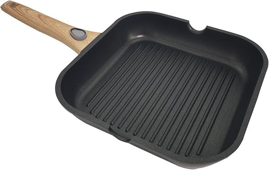 SC Cooker Nonstick Square Grill Pan for Stove Tops, Detachable Handle Griddle Pan,9.5inch Remove Handle Grill Pan with Pour for Cooking,Induction,Gas,Non Toxic,PFOA Free(Granite, Square-9.5inch)
