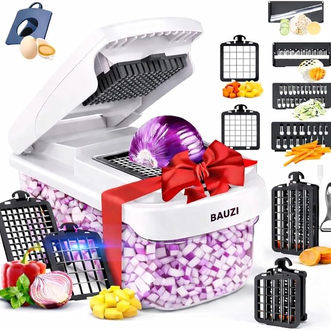 14-in-1 Vegetable Chopper with Container, Onion Chopper Dicer, ABS Multi-Function Vegetable Chopper, Multifunction Vegetable Cutter Slicer, Manual Food Chopper Kitchen Gadget,