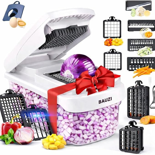 14-in-1 Vegetable Chopper with Container, Onion Chopper Dicer, ABS Multi-Function Vegetable Chopper, Multifunction Vegetable Cutter Slicer, Manual Food Chopper Kitchen Gadget,