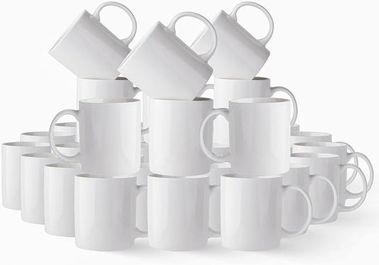 AmorArc 12oz Off White Coffee Mugs, Ceramic Coffee Mugs with Large Handle for Man, Woman, Light Weight Coffee Mugs Set for Latte/Cappuccino/Cocoa/Milk, Dishwasher & Microwave Safe, 36Pcs
