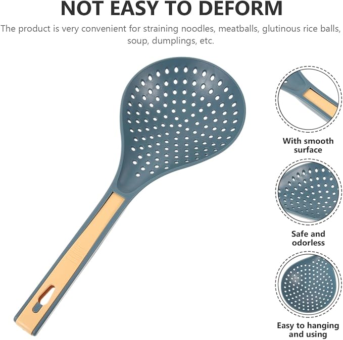 Long Handle Spoon Ladle 13.78 Inch Heatproof Abs Skimmer Strainer for Kitchen Cooking Ramen Noodle Dumplings Hot Pot