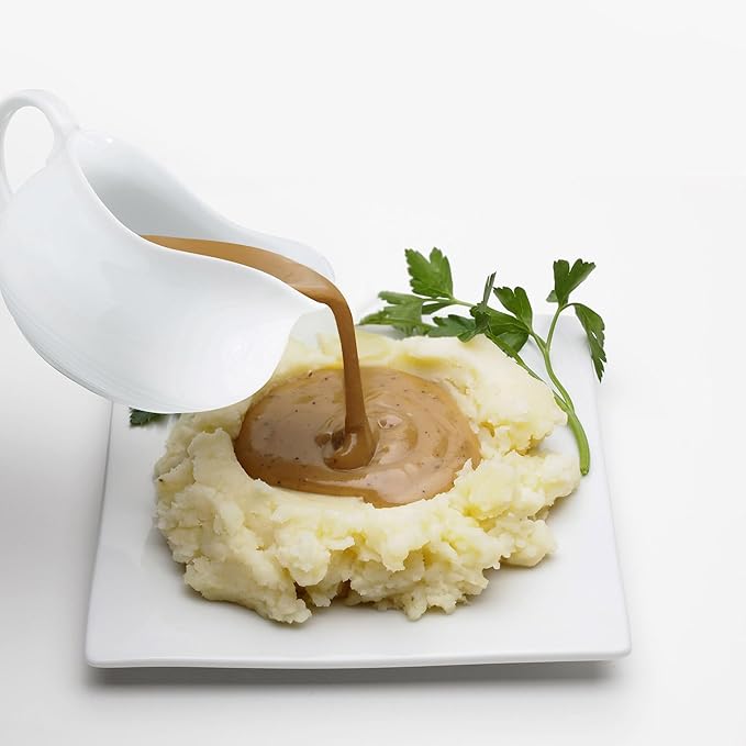 HIC Kitchen Hotel Gravy Boat With Saucer, Fine Porcelain, 24-Ounce Capacity For Gravy, Sauce, Au Jus, Dressing, Holiday Meals, And Entertaining