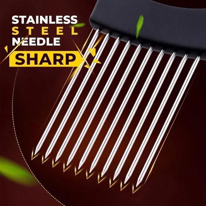 Stainless Steel Onion Slice Holder, Lemon Slicer Vegetable Cutter, Chopper Slicing Assistant Tool for Meat, Onion, Potato, Tomato Home Kitchen Tools (2 PCS)