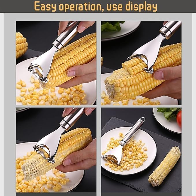 Stainless Steel Corn Peeler and Thresher Tool – Quickly Strip Corn Kernels from Cobs, Essential Kitchen Gadget for Effortless Corn Preparation