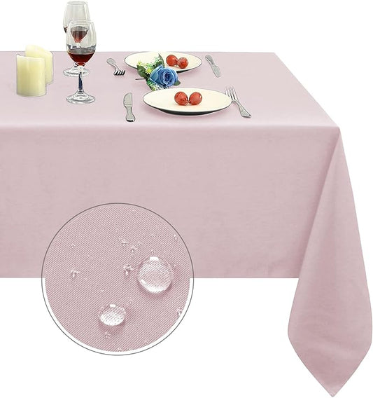 Obstal Dusty Pink Rectangle Table Cloth - Heavy Duty Water Resistance Polyester Tablecloth, Decorative Fabric Table Cover for Outdoor and Indoor Use, 60x102 Inch