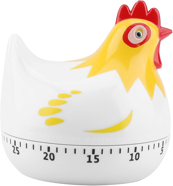 Chicken Pattern Timer, Kitchen Timer Reminder Cooking Countdown Timer for Cooking Baking Timer (White)