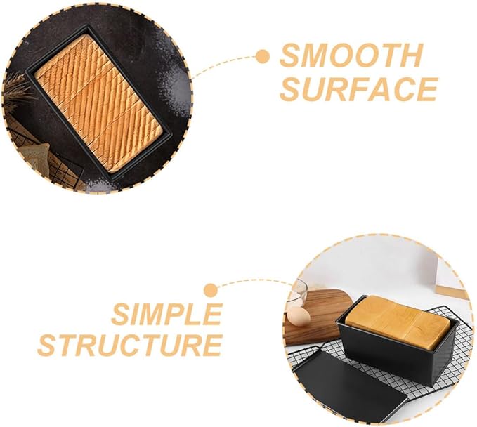 LALADEFIEE Non-stick Bread Loaf Pan with Sliding Cover 500g Toast Mold Small Baking Pan for Homemade Bread Baking Supplies