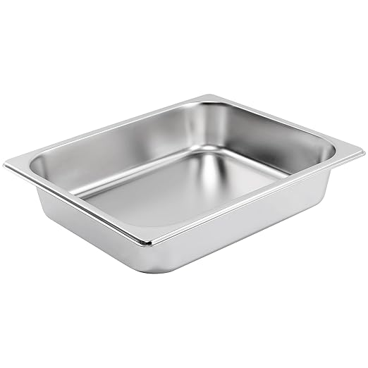ZeroPone 4 Pack Hotel Pans with Lids, 1/2 Size 2.5" Deep Stainless Steel Steam Table Pans 22 Gauge Anti Jam 12.8" L x 10.4" W Commercial Food Storage Containers Metal Pan