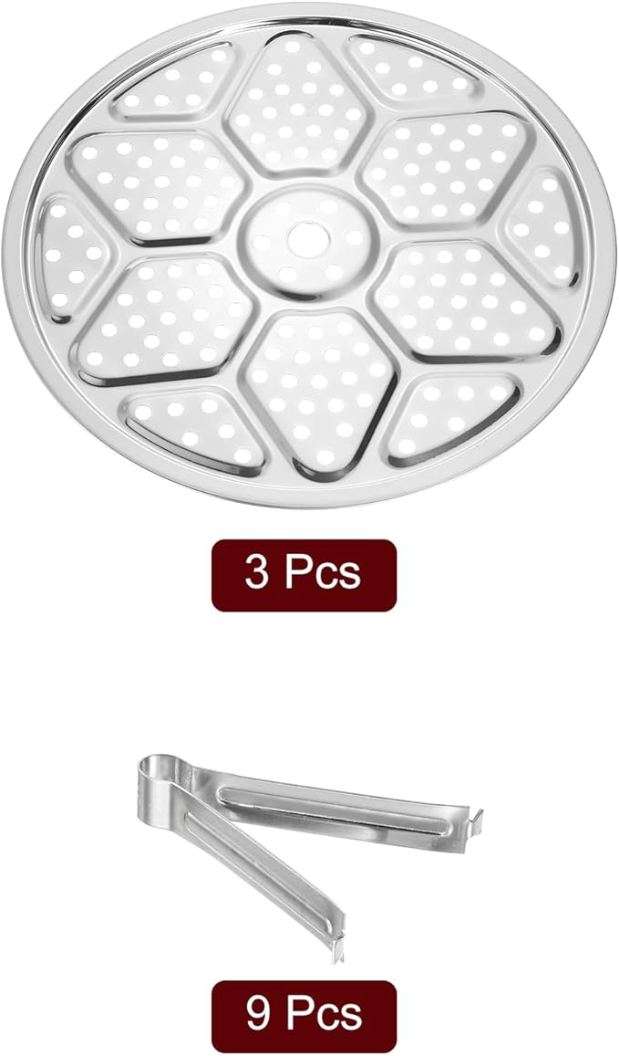 uxcell 3pcs Stainless Steel Steamer Rack with Stand, 11.8 Inches Pot Steaming Tray for Steamer Cookware Instant Pressure Cooker, Silver Tone