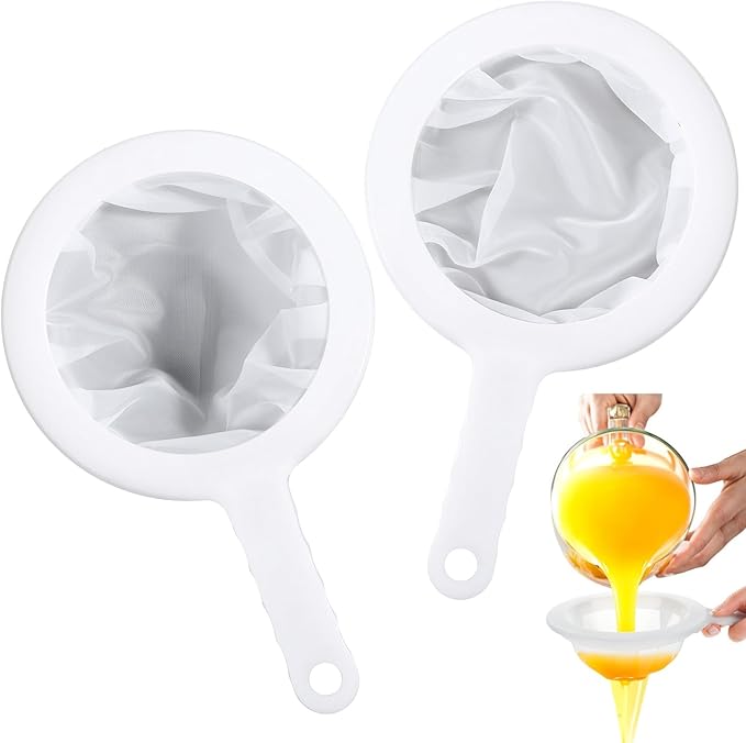 Small Strainer Fine Mesh, 2 Pcs Reusable Plastic Fine Mesh Strainer with Handle, Small Strainers for Juicing Kitchen Supply for Cooking Cheese Milk Juice