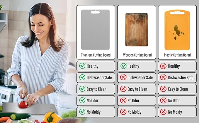 Titanium Cutting Boards for Kitchen [Set of 3],Double Sided food-grade Cutting Board For Meats, Fruits And Vegetables,Easy to clean,stainless steel cutting board(M+L+XL)