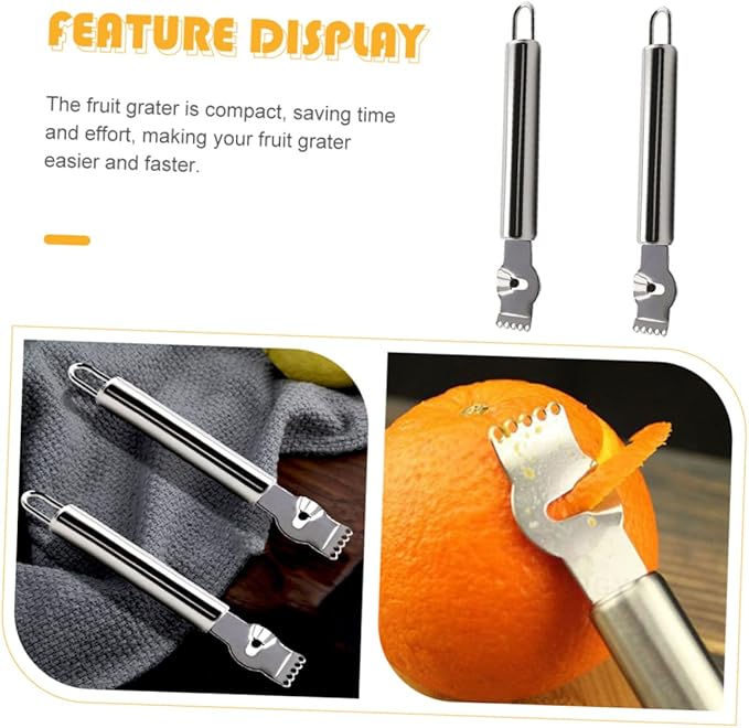 2pcs Lemon Zesters Quality Stainless Steel Handheld Grater Easy to Use for Peeling and Zesting Kitchen Accessory for Lemon Lover