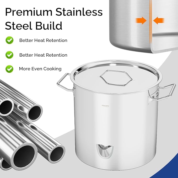 ROVSUN 52QT Stainless Steel Tamale Steamer Pot, Steam Pots for Cooking with Water Fill Spout, Steamer with Divider and Rack, Ideal for Seafood Crab Vegetables lobster