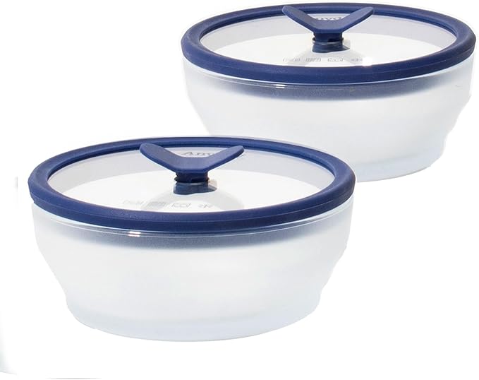 Anyday 2-Pack (2-Cup) Glass Food Storage Set with Glass Lids | Plastic-Free Meal Prep Set | Stackable Airtight Storage Container Set with Vented Lid for Microwave-Safe Reheating