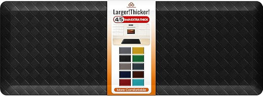 4/5 Inch Extra Thick Kitchen Mats for Floor,Non Slip Anti Fatigue Kitchen Rugs,Waterproof Stain Resistant Sink Mat,Cushioned Standing and Comfort Mats for Office (17"x47" Black)