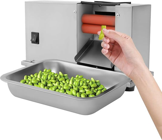 Electric Pea Sheller, Stainless Steel Semi-Automatic Bean Shelling Machine with Anti-Slip Pads, Commercial Electric Bean Sheller Machine 10kg/Hour for Restaurant, Home