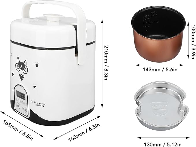 Rice Cooker, 1.2L Small Rice Cooker with Non Stick Inner Pot Steaming Plate Rice Spoon, 24H Reservation And Temperature Control, for Car Camping Travel