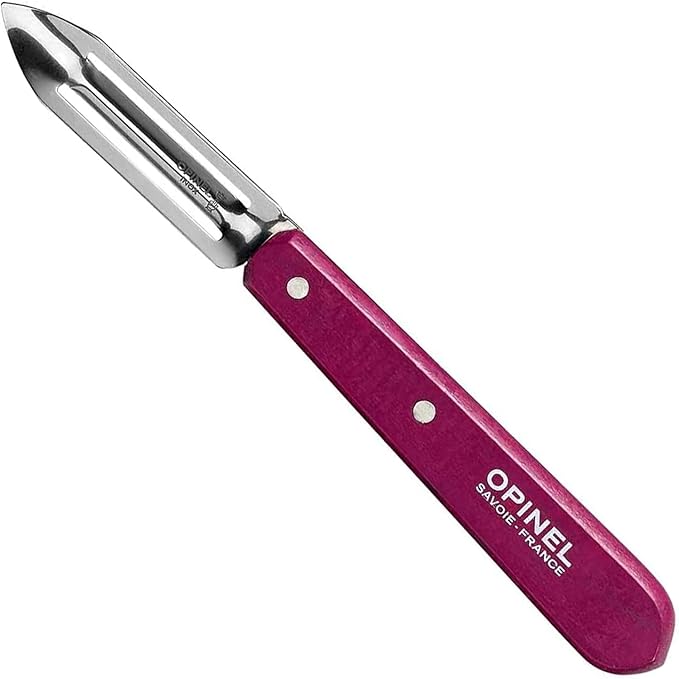 Opinel Essential Single Kitchen Knife, Cooking Tool Bladed Peeler, Painted Hornbeam Wood Handles, Made in France (No. 115, Purple)