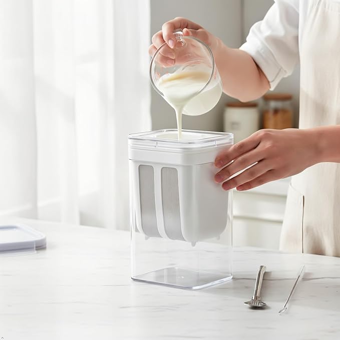 Greek Yogurt Strainer - 1.16 Quart Ultra Fine Mesh Filter (White)