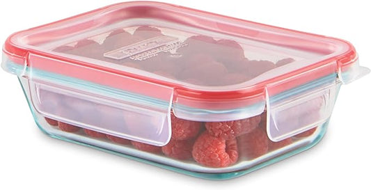 Pyrex Freshlock Glass Food Storage Container, Airtight & Leakproof Plastic Locking Lids, Freezer Dishwasher Microwave Safe, 2 Cup