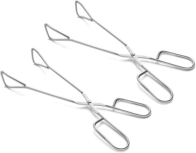 11" Heavy Duty Stainless Steel Kitchen Scissor Tongs with Comfortable Ergonomic Grip, Heat Resistant Tongs for Cooking & BBQ, Set of 2