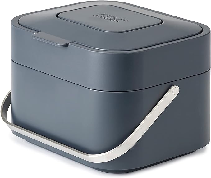 Joseph Joseph Intelligent Waste Compost Bin Food Waste Caddy with Odor Filter and Ventilation, 1 Gallon / 4 liters, Graphite
