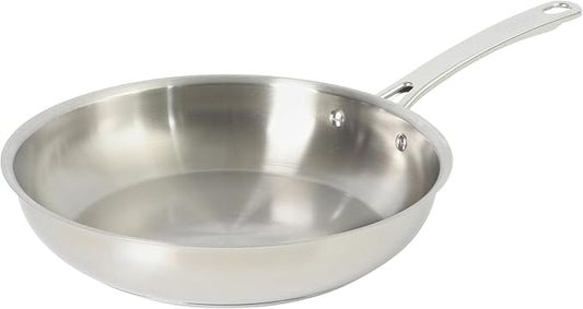 Sur La Table Kitchen Essentials Chef's Deck 11-Inch Large Stainless Steel Frying Pan – Induction Ready Skillet with Tri-Ply Base, Polished Finish & Hollow Stay-Cool Handle
