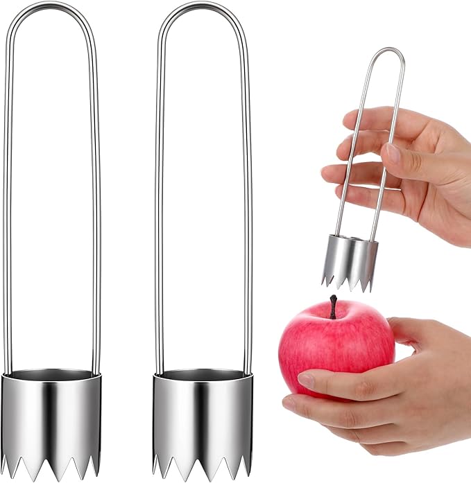 2 Pcs Stainless Steel Pepper Seed Corer Remover, Multifunctional Fruit and Vegetable Core Remover, Red Pepper Core Removers for Red Bell Peppers, Fruit and Vegetable