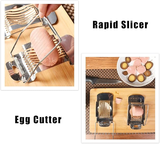 Egg Slicer for Hard Boiled Eggs Heavy Duty Metal Egg Cutter Stainless Steel Wire Quickly for Eggs Salads Sandwiches