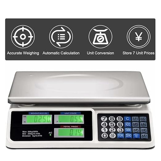 Moptyuimin Commercial Scale, 40KG/88lB Digital Price Computing Scale Weight Food Kitchen Scale Food Produce Counting Weight Scale with Dual LCD Display for Supermarket Fruit Shop Meat Store