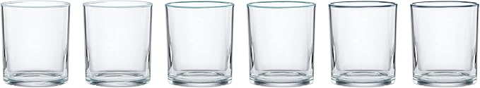 Oneida Glassware, 24 Seven Turquoise Medium Tumbler, Set of 6, 13.5-Ounce Capacity, Made From Glass, Dishwasher Safe Tumbler, Drinking Glass Set, Home and Kitchen, Clear Glasses (Turquoise, 6 Piece)