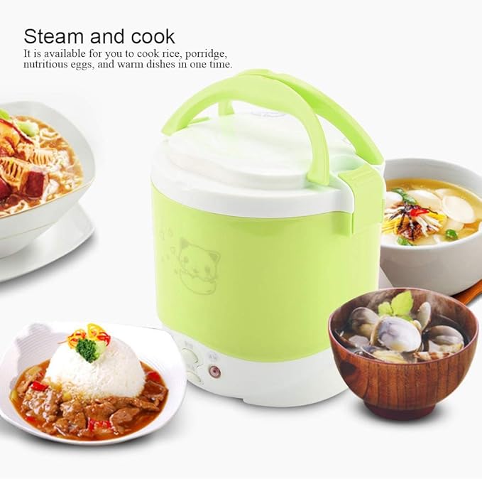 Rice cooker,Rice Cooker Small,Rice Cooker 6 Cup,1L Rice Cooker,Steamer,12v Electric Lunch Box for Car Electric Food Steamer Fast Cooking Fully Automatic Pot for Travel