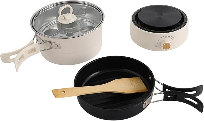 Electric Cooker,Portable Electric Hot Pot with Foldable Handles,Mini Hot Pot,Multifunctional Ramen Noodle Cooker w/Steamer,Non-stick Frying Pan for Pasta,Oatmeal,Soup,Steak Power Adjustment (White)