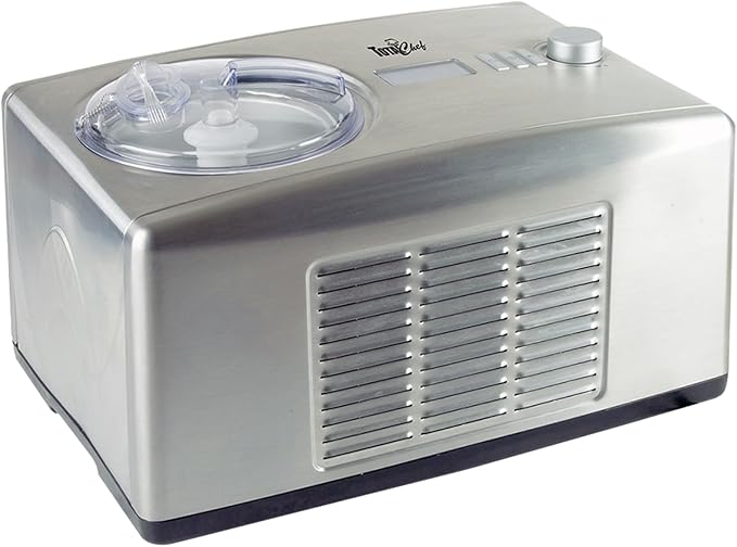 Total Chef Automatic Ice Cream Maker - Built-In Compressor 2 in 1 Frozen Yogurt, Gelato & Sorbet Maker, Nieve Treats, No Salt or Prefreezing, 1.6 Qt Stainless Steel, Helado de crema