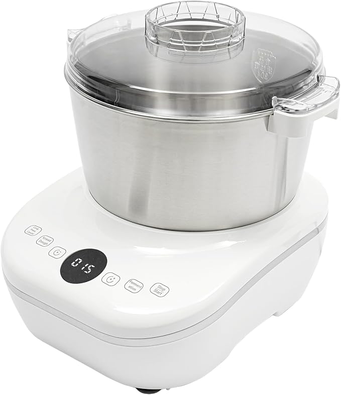 5L Electric Dough Maker with Ferment Function, 200W Dough Mixer with 304 Stainless Steel Bowl for Bread, Pizza, Pasta, Digital Timer, US Plug (White)