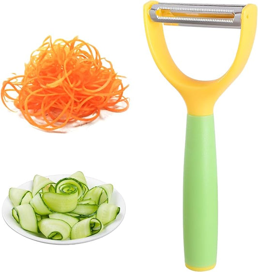 2-in-1 Vegetable Peeler & Julienne Slicer - Stainless Steel Potato Peelers & Fruit Peeler with Comfortable Grip Handle, Quick & Easy Kitchen Shredder Tool for Apple, Cucumber, Carrot & Veggies