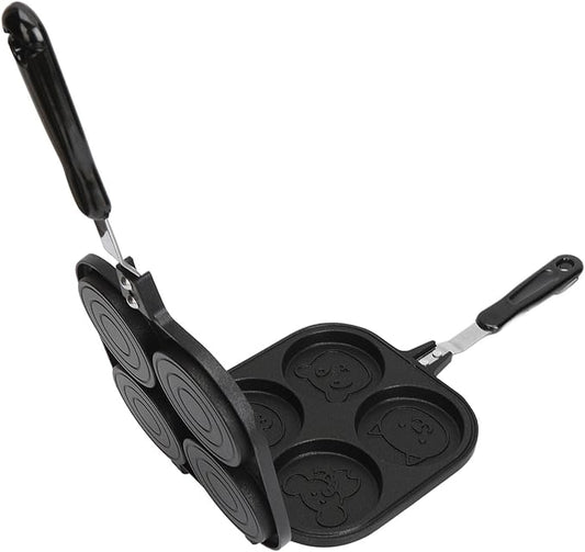 Zerodis Double Side Pancake Pan, 4 Cups Nonstick Omelet Pan Egg Frying Pan Double Sided Pancake Pan with Cartoon Animal Pattern for Pancake Kitchen Cooking Tool