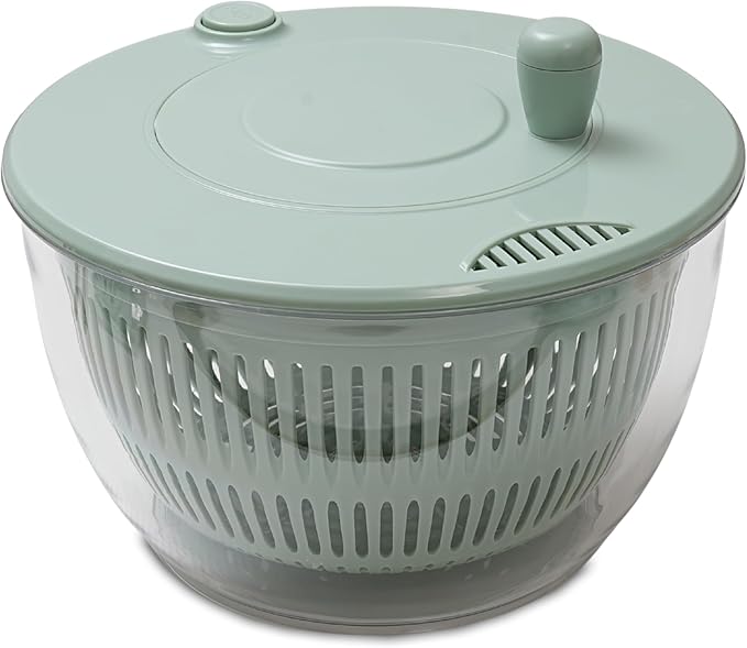 Large Salad Spinner 7-in-1 – Vegetable & Fruit Washer, Dryer, Slicer, Shredder, Juicer – Non-Slip, BPA-Free, Dishwasher Safe Lettuce Spinner Bowl for Meal Prep (Green)