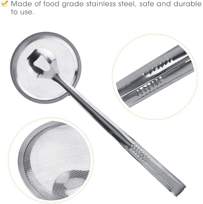 Stainless Steel Drain Oil Fried Food Strainer with Clip Fry Tool Oil Skimmer Food Clip Tong Filter Strainer Mesh