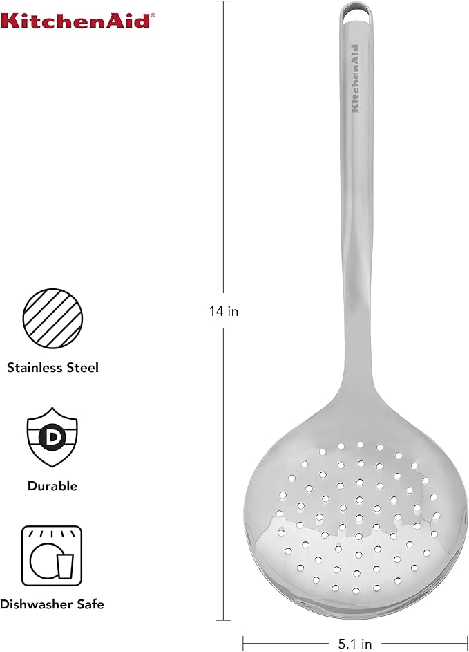 KitchenAid Premium Strainer with Hang Hook, 14-Inch, Stainless Steel