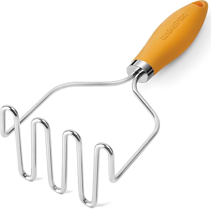 Rainspire Potato Masher Stainless Steel, Mashed Potato Masher Kitchen Tool, Durable Mash Potatoes Masher, Soft Non-slip Handle, Kitchen Utensils, Kitchen Gadgets, Orange